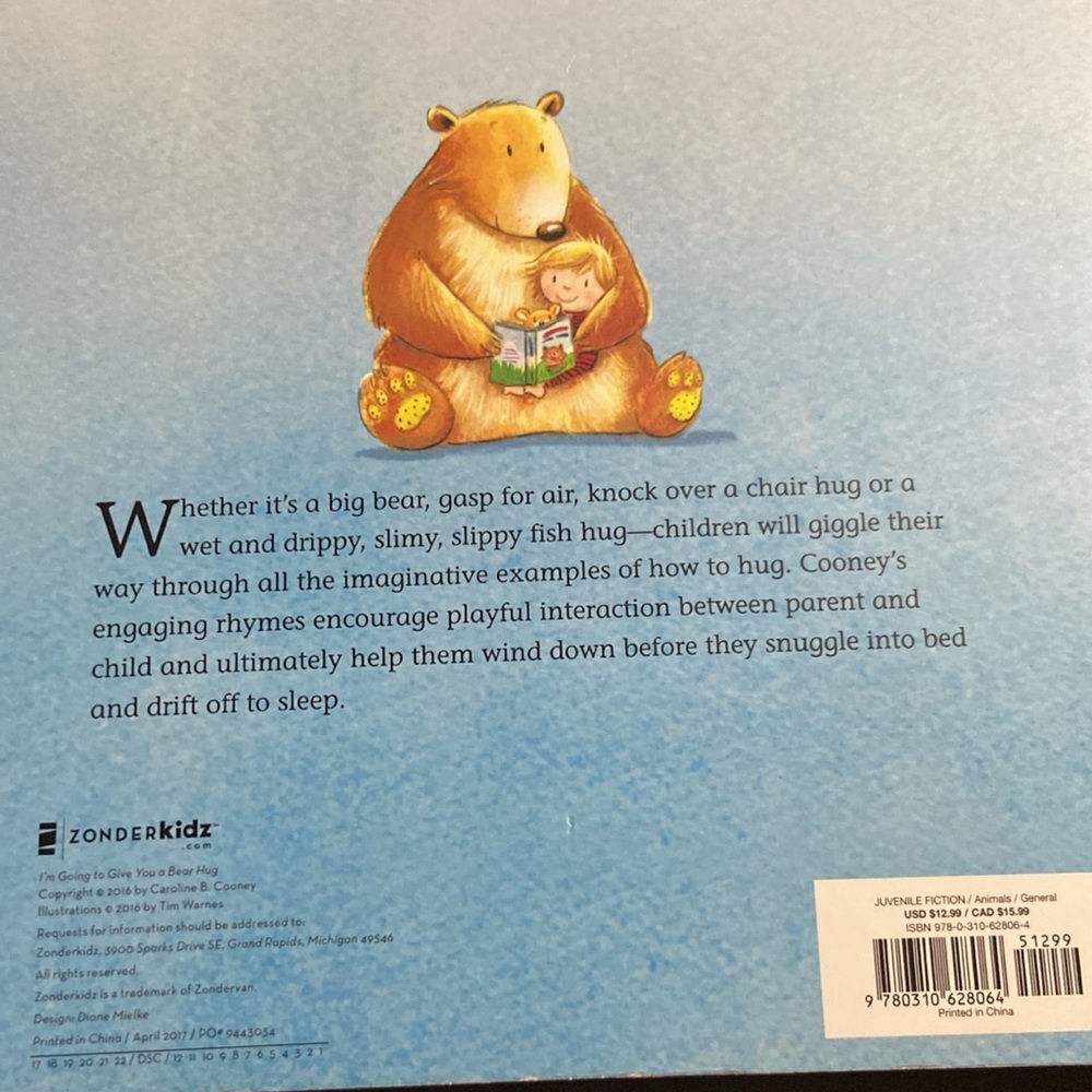 Children’s Pasteboard Book Large I’m going to give you a Bear Hug by C.B.Cooney - Picture 4 of 5